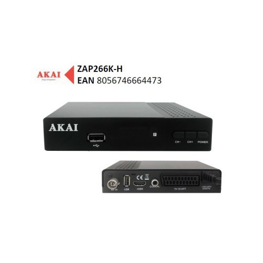 ZAP266K-H - SINTONIZADOR TDT AKAI HD DVB-T2 HEVC265-10BITHDT2